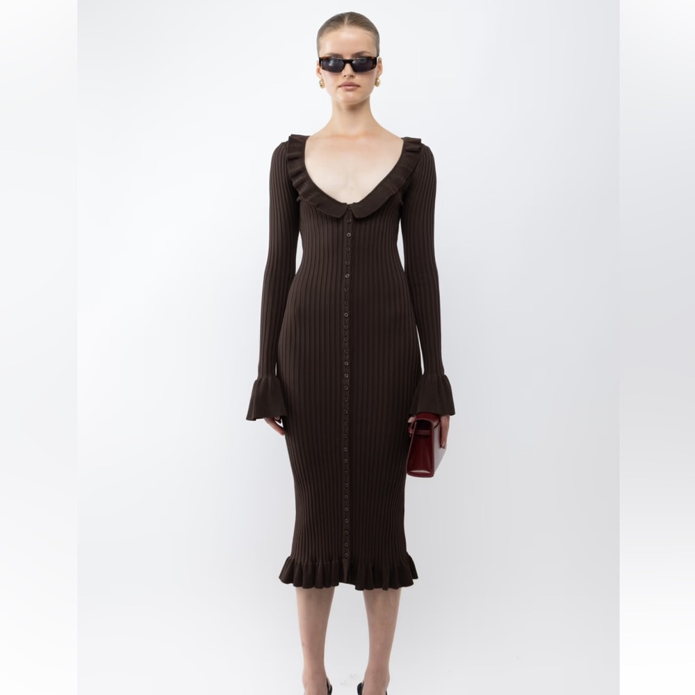 Arakii frill dress in brown brand new with tags size medium